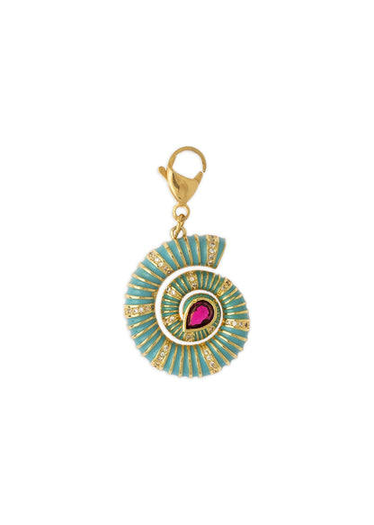 Charm caracola, colgante turquesa y dorado, charm de acero inoxidable, colgante de espiral turquesa, Lulás_Lulás